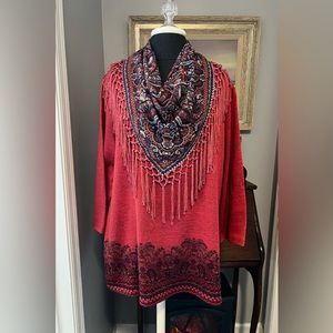 One World Knitted Top with Scarf Size XL